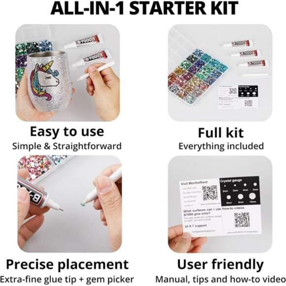 Clear Glue with 20100Pcs Silver Clear Flatback Rhinestones for Crafts - Picture 6 of 7